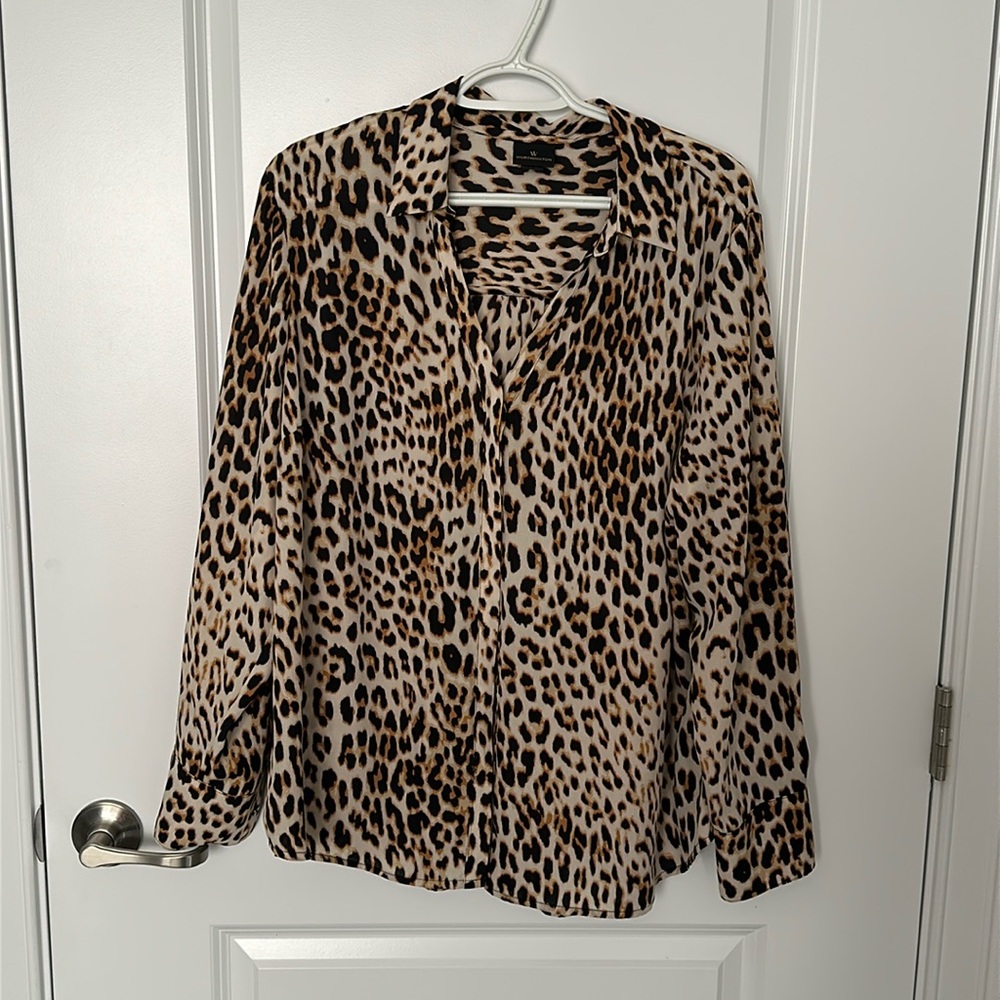 Worthington Sheer Cheetah Blouse